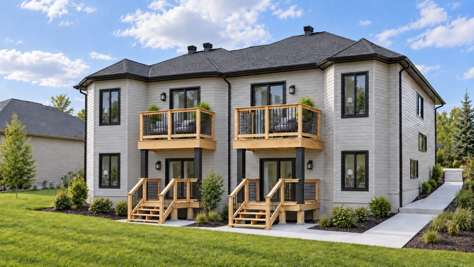 Lot 38 Portland Drive, Walkout basement elevation, backyard view (rendering)