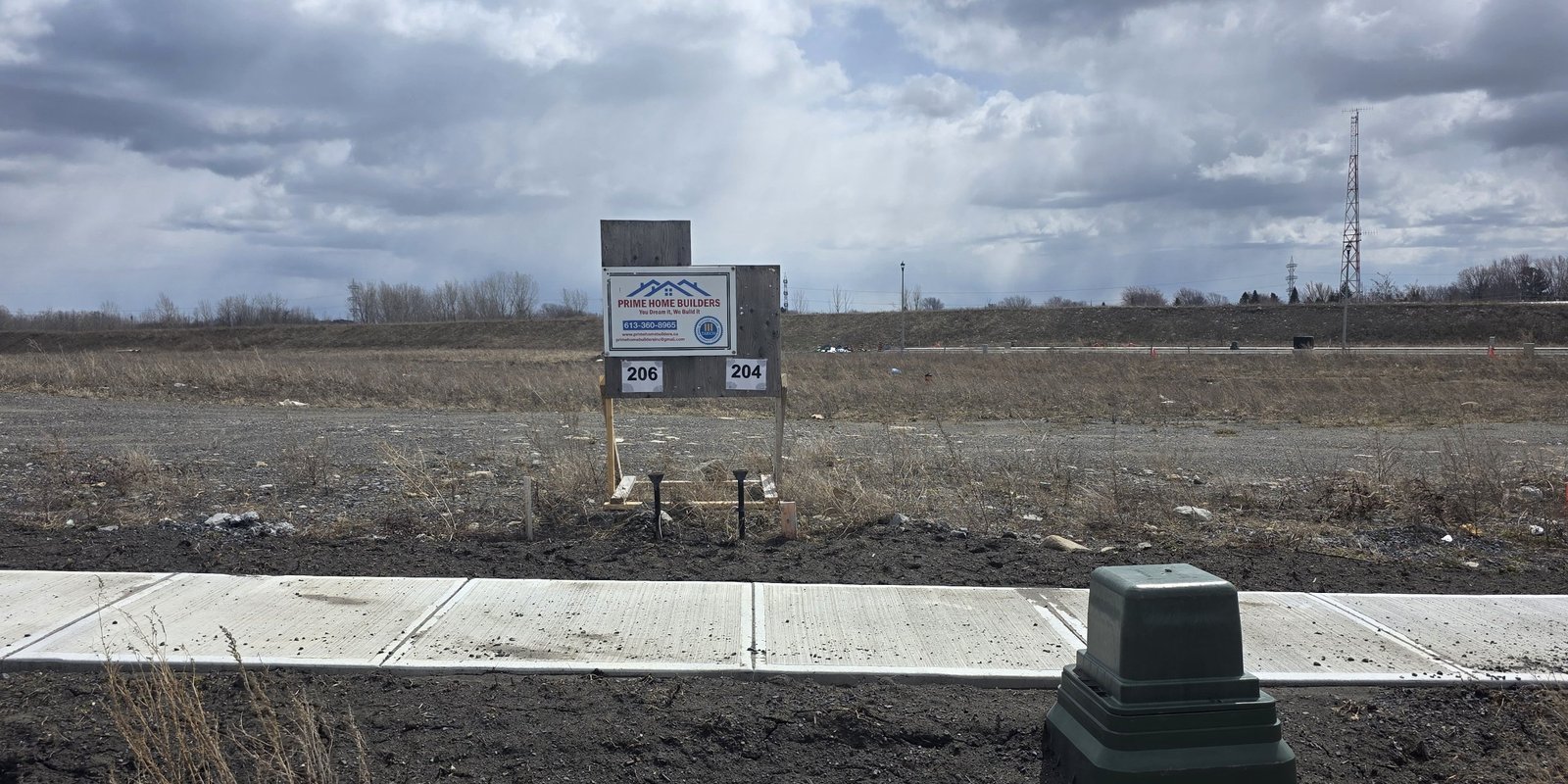 Lot 19 Ruby Drive, The lot today, with our sign for 204 and 206 Ruby Drive
